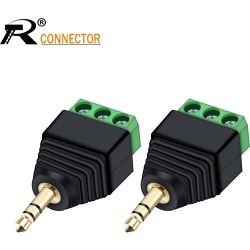 3.5mm 3 ploe 1/8 Inch Stereo Audio Video Male Plug to AV 3 Screw Balun Terminal Female Double Track Headphone Jack Connector
