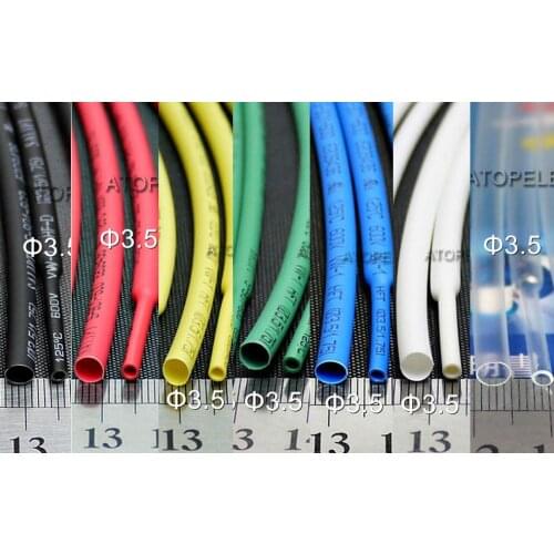 3.5mm Polyolefin 2:1 Heat Shrink Tubing ROHS UL Black/Red/Yellow/Green/Blue/White/Clear