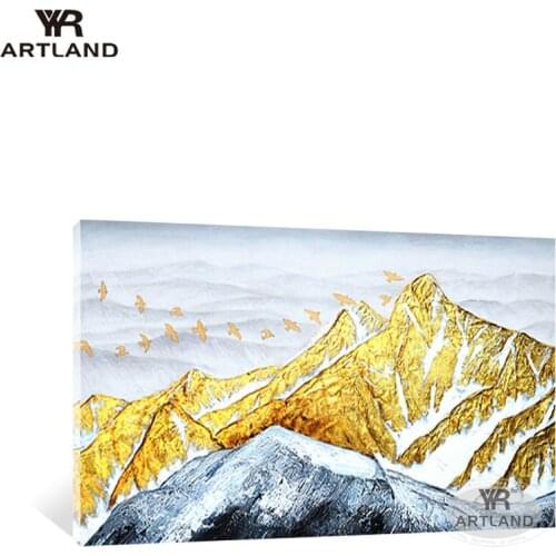 Designer home decor gold mountains wall picture Handmade abstract oil painting on canvas high quality for living room sofa hotel