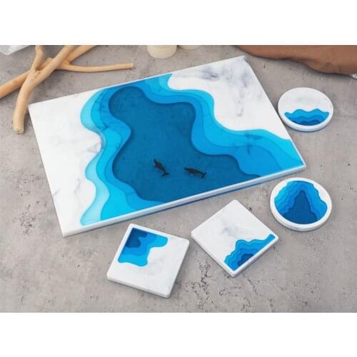 Irregular Ocean Terraces Landscape Tray Coaster Silicone Mold for DIY Crystal Epoxy Resin Decoration