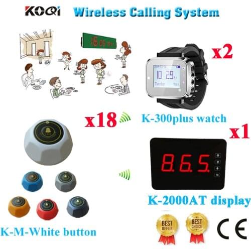 Wireless Digital Pager System Display Receiver Table Buzzer Watch Wireless Equipment(1 display+2 watch+18 call button)