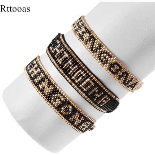 Rttooas MIYUKI Beads Bracelet Handmade CHINGONA-Power Letter Bracelet Women Fashion Female Jewelry Bracelets 2020 New Arrival