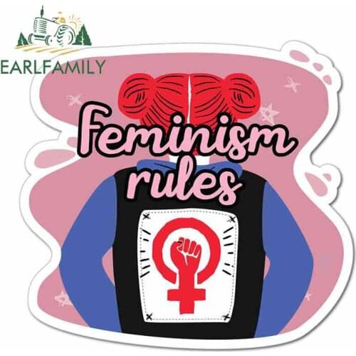 EARLFAMILY 13cm x 12cm for Feminism Rules Oem Funny Car Stickers Windshield Bumper Windows Waterproof Anime DIY Fine Decal