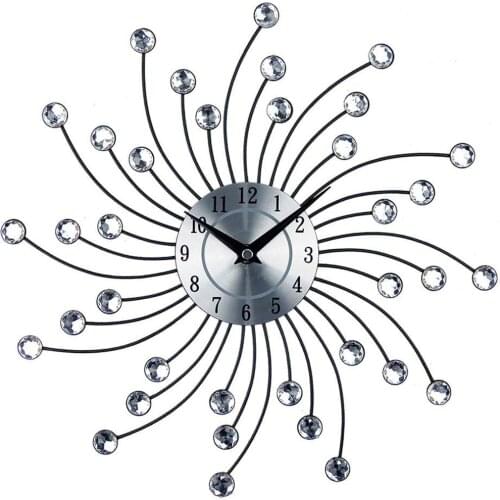 European Fashion Crystal Bead Pendant Rhinestone Jewelry Hanging Wall clock vintage metal home decoration Clock