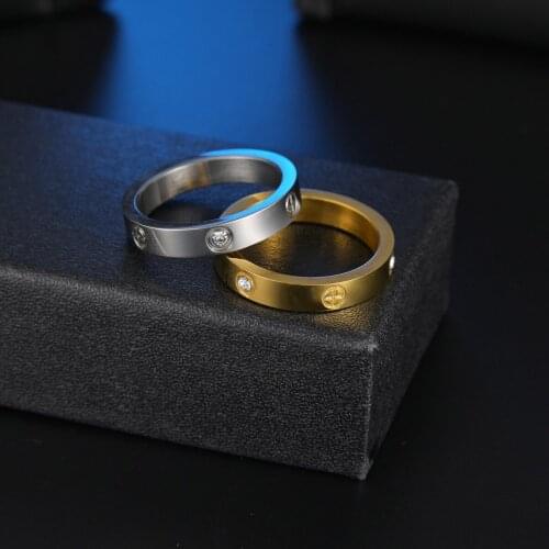 YWSHK Fashion Brand Gold Titanium Steel Ring With Cubic Zircon For Girl Women Men Couple In Wedding With Cross Jewelry Gift