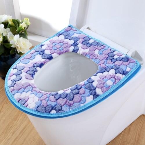 Toilet Seat Cover Soft Thicker Warm Plush Toilet Seat Lid Pad Home Decoration Bathoom Closestool Mat With Zipper Waterproof