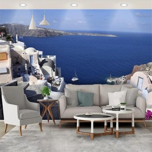 Milofi custom large wallpaper mural Greek architecture romantic landscape sofa background wall decoration painting