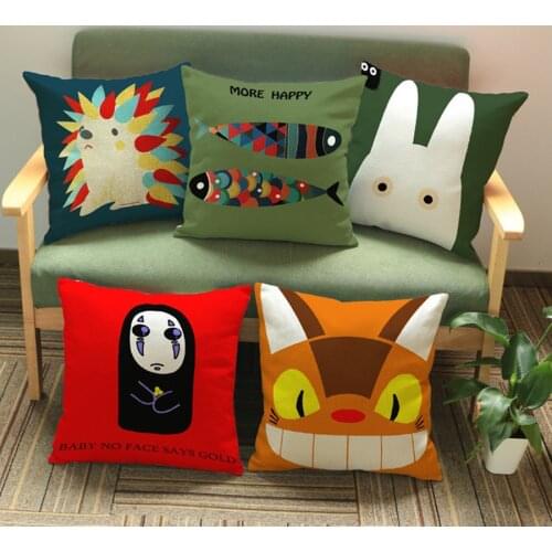 Cute Japanese Cartoon Animal Hot Sale Throw Pillows Pikachu Pattern Cotton Linen Pillowcase Home Decoration Sofa Cushion 45x45cm