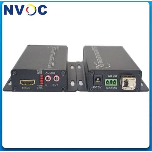 Mini Type HDMI Extender Over Fiber Optic Transmitter&Receiver+1Ch RS232 Data,1080P,Euro Charger with 3G,SM,SX,10KM,LC SFP