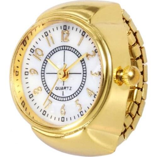 Fashion Unisex Round Dial Arabics Numerals Analog Quartz Finger Ring Watch Gift