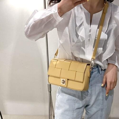 Fashion New High quality PU Leather Flap Weave Totes Crossbody Bags Soft Leather Underarm Bag Luxury Handbags