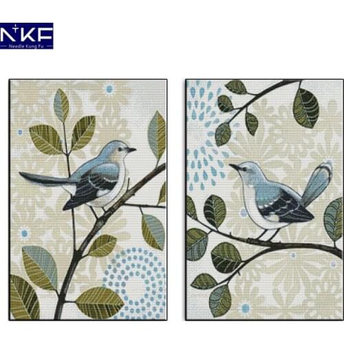 NKF Antiphonal Singing Birds Cross-Stitching Counted or Stamped 11CT 14CT Cross Crafts Christmas Cross Stitch Set for Home Decor