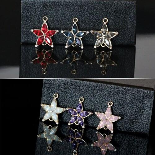 New Trendy 30pcs/lot alloy drop oil stars shape metal floating locket charms earring diy jewelry key chain pendants accessory