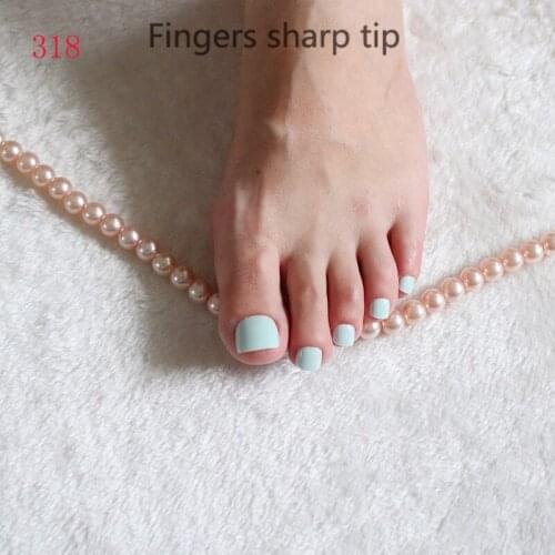 2020 Buys French show cute candy fake toenails toes viridity #318