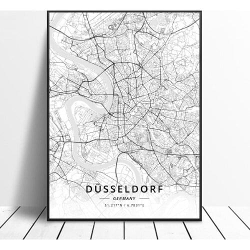 Dusseldorf Hamm Koblenz Duisburg Cottbus Ludwigshafen Germany Canvas Art Map Poster
