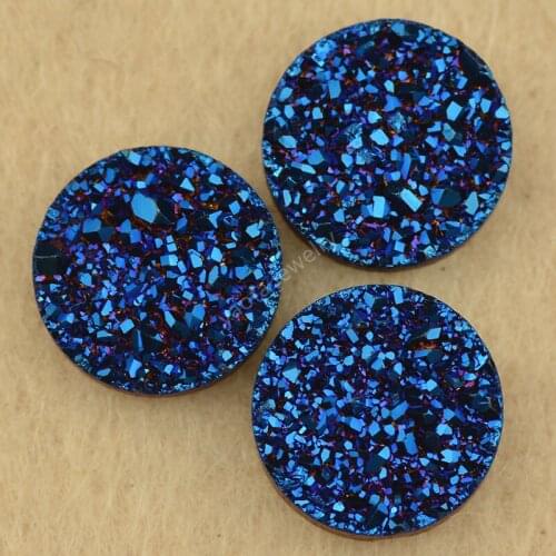 Sale Raw Precious Dark Blue Round Natural Drusy Flat Back Beads Cabochon Loose Crystal Gems Druzy Agates Stone For Jewelry