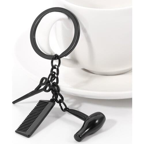 Handcrafts Comb Scissors Hair Dryer Keychain Creative Hairdressers Pendant Decorative Car Men Gift Jewelry Car Key Ring Jewelry
