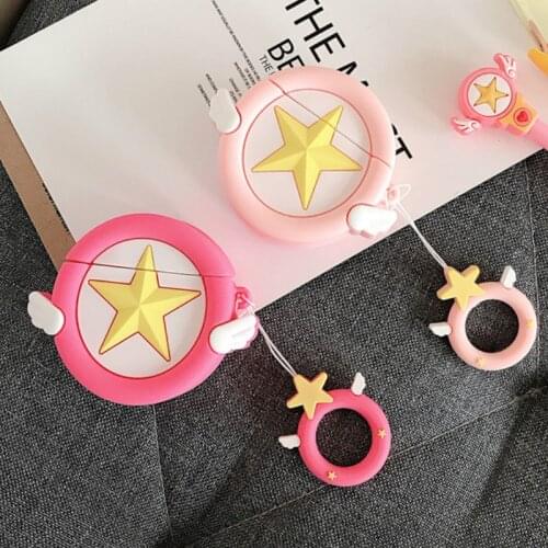 Sailor Moon Star Cute Case for AirPods Silicone Bluetooth Earphone Case for Airpods 2 Cartoon Protective Cover Luxury with Ring