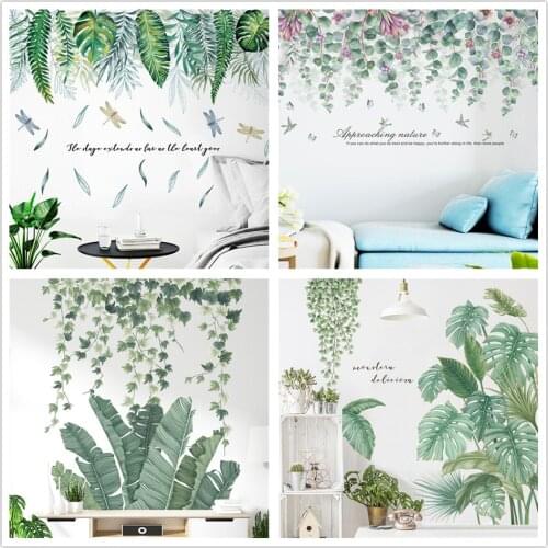 Nordic Tropical Plants Banana Leaf Vine Leaves Ins Small Fresh Wall Sticker For Living Room Bedroom Decoration Wallpaper Murals
