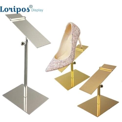 Stainless Steel Shoe Rack Shoe Display Stand High Heel Shoe Riser Display Pallet Stand Adjustable Height Table Display Props