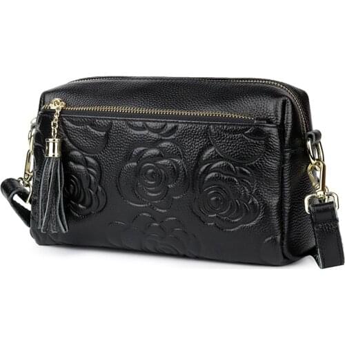 High Quality Flower Leather Shoulder CrossBody Bag Womens Genuine Leather Handbags Women Messenger Bags Lady Bolsas Feminina