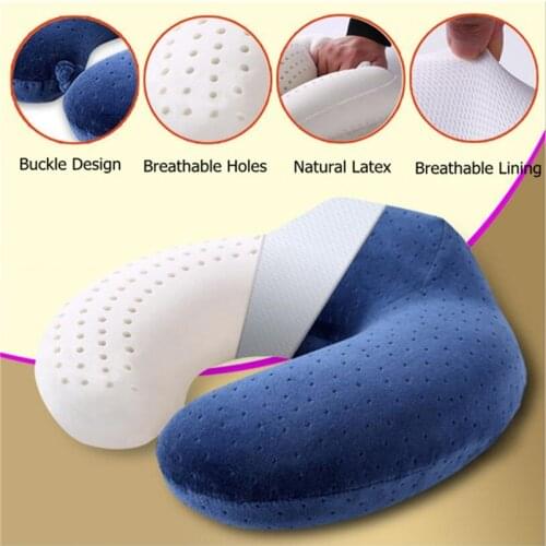 Natural Latex U-shaped Pillows Neck Pillow Memory Rebound Office Pillow Health Care Orthopedic Massage Pillow for Travel