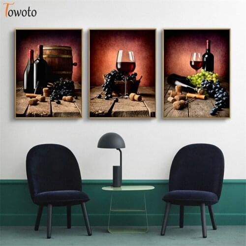 Wine European style Wall Art Poster Print grape Traditional vinta Canvas Paintig For Living Room Decoration Picture Decor Design
