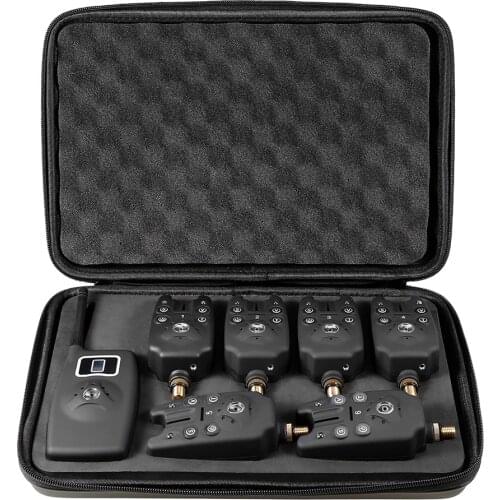 Waterproof Wireless LED Fishing Bite Alarm Digital Tone Volume Sensitivity Sound Fish Bite Alarm Screen Receiver Set With case