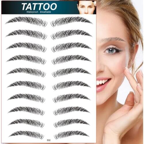 4D Water-based Hair-liked Authentic Eyebrow Tattoo Sticker Waterproof Cosmetics Long Lasting Makeup False Eyebrows Stickers