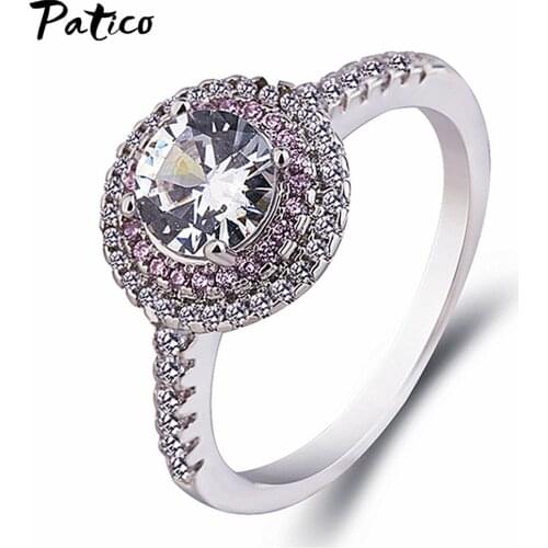 Shine Shimmer Women 925 Sterling Silver Engagement Rings Round Full Crystal AAA Cubic Zircon Knuckle Finger Rings Jewelry Gift