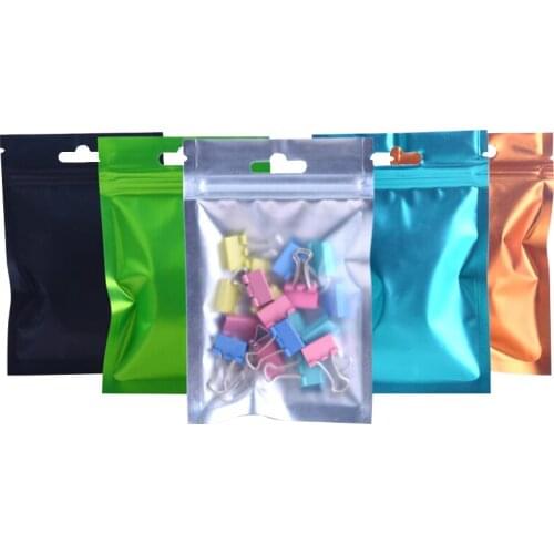 100pcs Frosted Front Foil Zip Lock Bags Beads Trinkets Headband Phonecell Eye Shadow Eyelash Nail Stickers Packaging Pouches