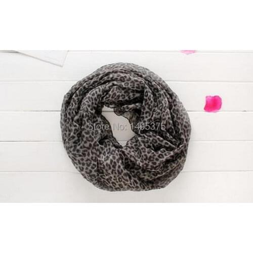120pcs/lot Women Mint & Leopard Print Infinity Scarf Snood Voile Neck rings