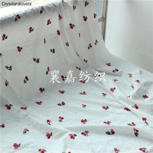 200x148cm Cherry Embroidery Pattern Cotton Fabric Sewing for Dress, Skirt, Curtain, Craft Fabric Flower Jacquard Fabrics