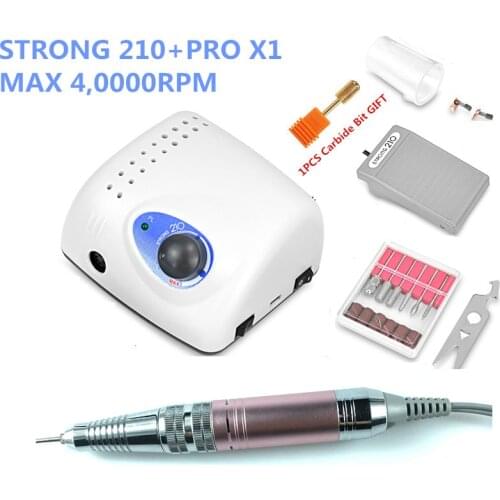 2019 NEW 65W 40000RPM Electric Nail Drill Machine Strong 210 Model PRO X1 Handpiece Manicure Pedicure Nail File Bit MARATHON