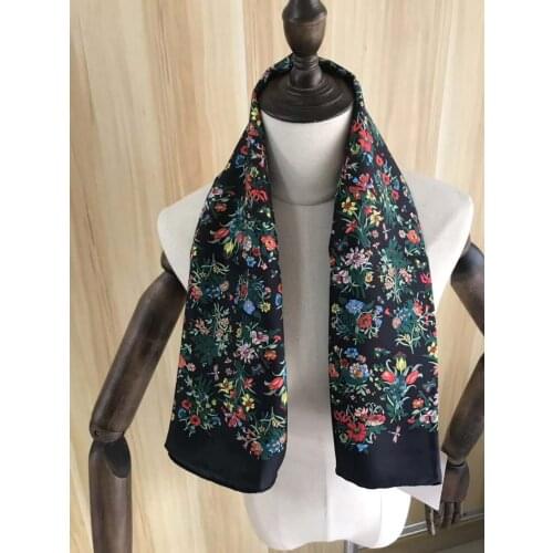 2021 new arrival autumn spring flower white 100% pure silk scarf twill hand made roll 90*90 cm shawl wrap for women lady