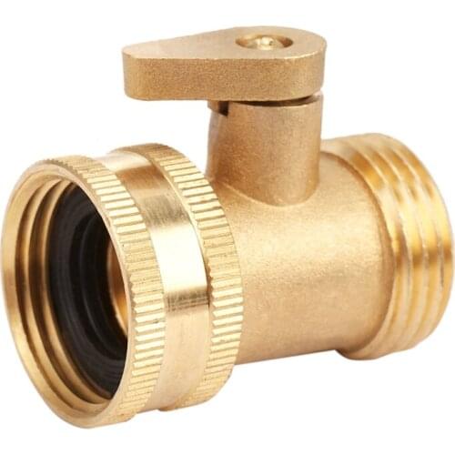3/4 Inch Garden Hose Water Pipe Connector Brass Valve Faucet Taps Splitter With Shut Off Switch