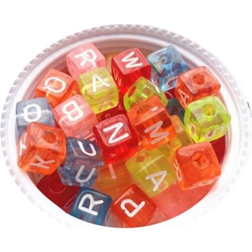 Free Shipping Mixed Transparent Colors 10*10mm Acrylic Alphabet Letter Beads 10*10mm Plastic Chunky Cube Square Letters Beads