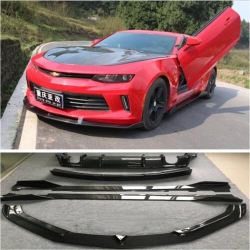 Real Carbon Fiber Bumper Front Lip + Rear Diffuser + Spoiler + Side Skirt Protector Cover For Chevrolet Camaro 2017 2018 2019