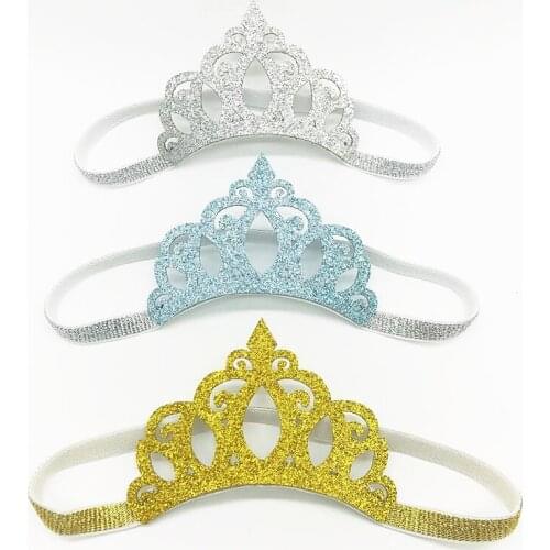 Glittering Silver Gold Crown Baby Headbands Girls Elastic Hair Bands Hair Accessories Princess Tiara HairBands Children Headwear