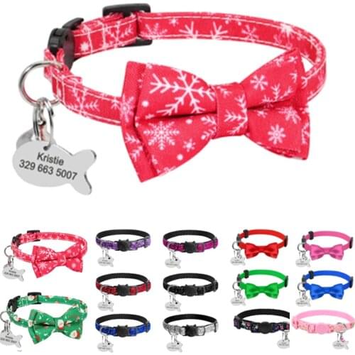 Quick Release Cat Collar Personalized Cat ID Collars with Bell ID Tag Custom Pet Accessories Necklace Adjustable For Cats Kitten
