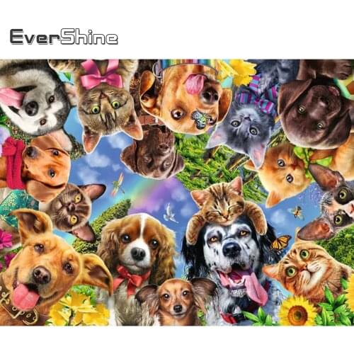Evershine 5D DIY Diamond Painting Cat Mosaic Sale Diamond Embroidery Dog Animal Full Square Round Drill Home Decorations