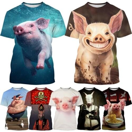 3D Printing Animal Pig Mens Casual T-shirt Funny Cartoon Pig Harajuku Summer Fashion Round Neck Short Sleeve Tops