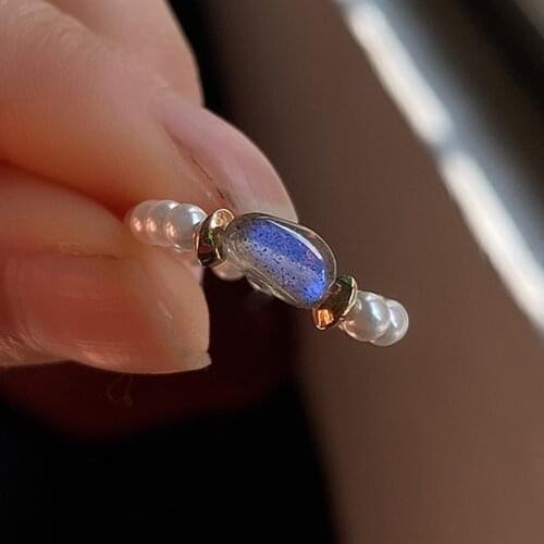 Freshwater Pearl Beads Rings for Women Natural Stone Handmade Bohemian Jewelry Elastic Adjustable Wedding Ring Party Gift