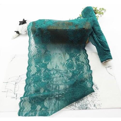 2.3 Meters Green Color Wedding Dress Skirt Lace Accessories Wide Elastic Lace Trim Elastic Lace Fabric 23cm Width