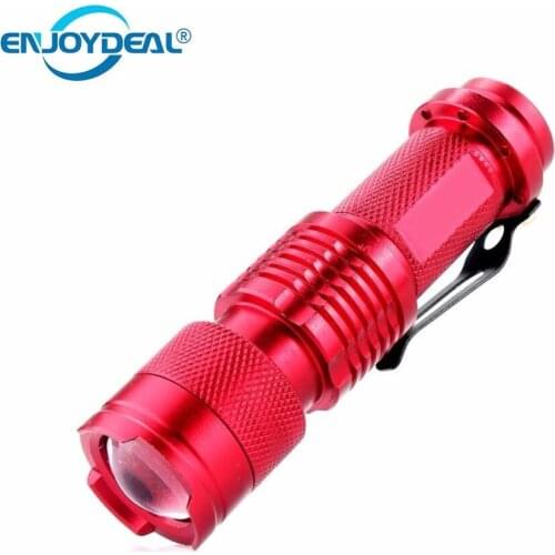 Mini 2000LM Q5 LED Zoomable 3 Modes Flashlight Hiking Torch Lamp Red top