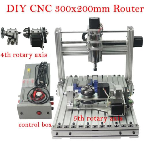 Mini Diy CNC 3020 4Axis 5Axis Engraving Milling Machine Lathe for Woodworking Metal Aluminum Router Mach3 Software 400W Power