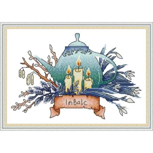 Teapot series 4 cross stitch kit aida 14ct 11ct count print canvas cross stitches needlework embroidery DIY handmade