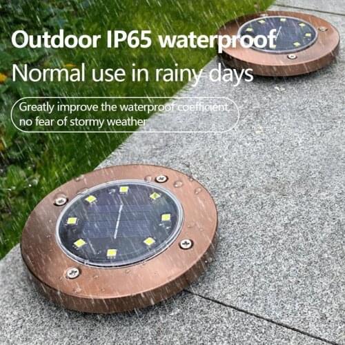 Outdoor 8Led Buried Light Solar Stainless Steel Ground Garden Lawn Light Garden Ground Plug