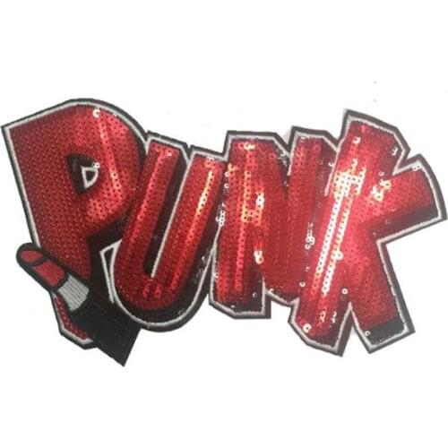 Name Logo Patch PUNK Patches Bulk for Clothing Fashion Red Sequin Accessories Diy Stickers for Clothes Large Badge Free Shipping
