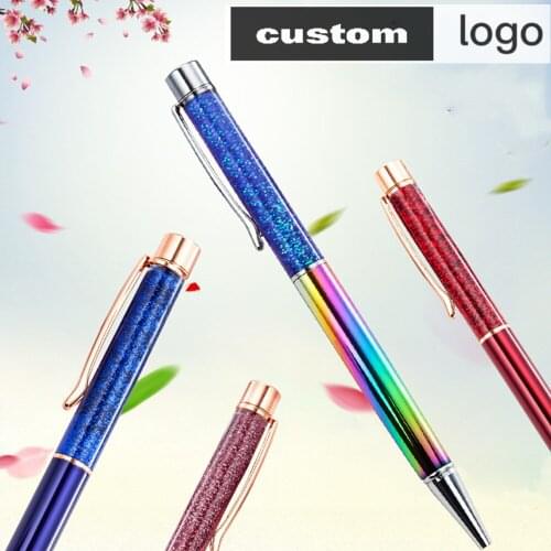 New Creative Gold Foil Oil Pen Crystal Wafer Pen High-grade Metal Signature Pen Custom LOGO Lettering Engraved Name Stationery